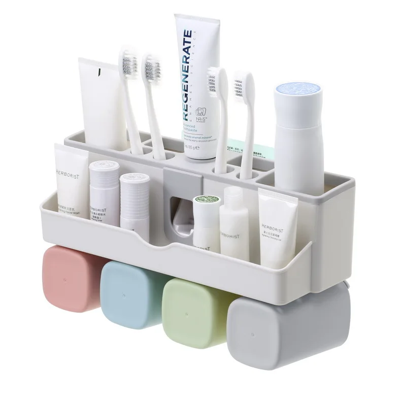 

Bathroom Accessories Storage Set Toothpaste Toothbrush Rack Washing Set, Mixed colors, mainly white