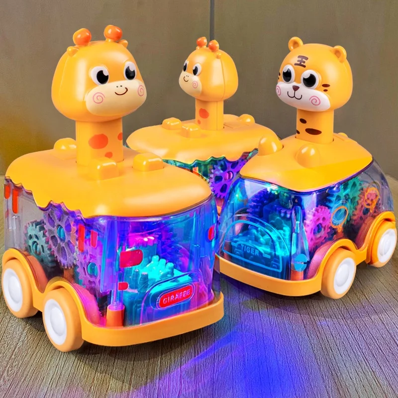 

Animal Car Toys Toddler Press and diecast plastic toys Inertia Sliding Car Friction Transparent Gear Press And Go toy ca