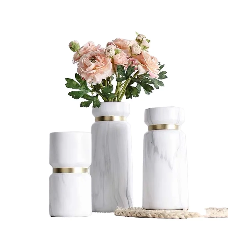 

Wholesale New Marble Ceramic Flower Vase For Home Decor Marbled Gold Ceramic Vases
