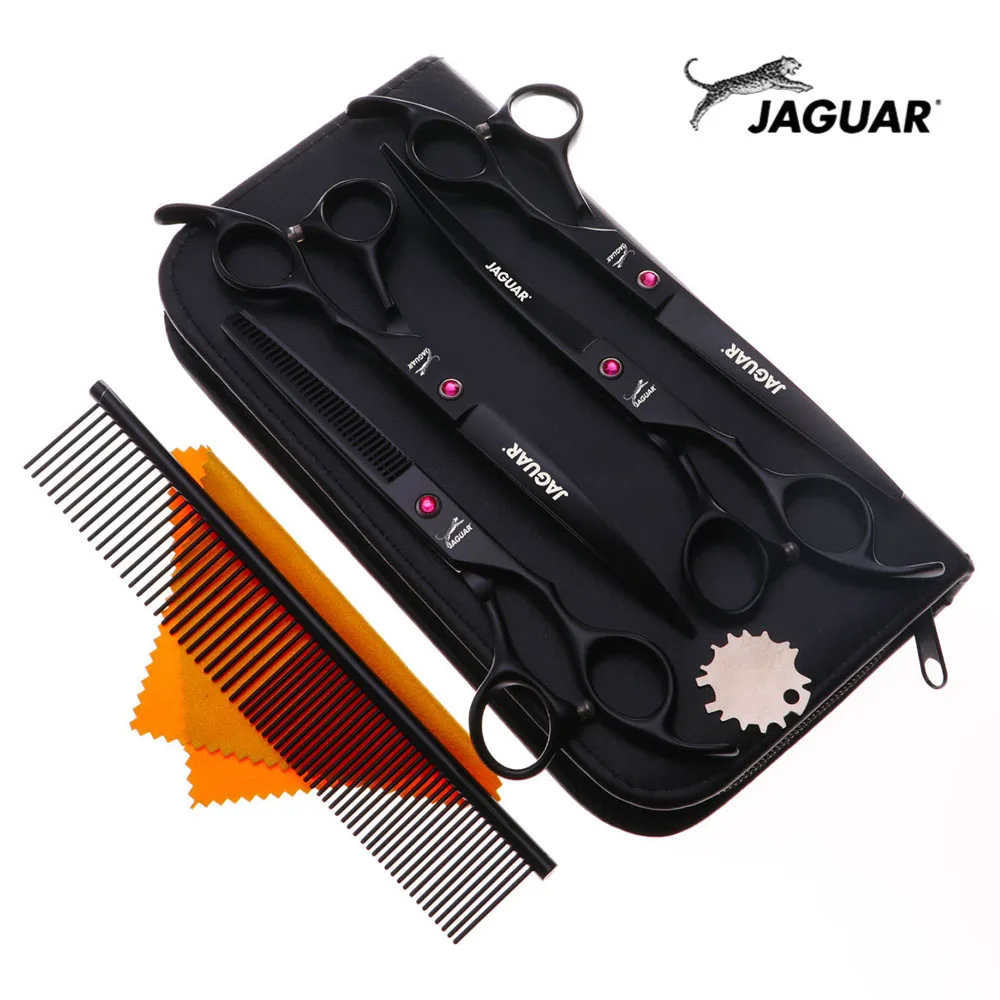 

7 Inch Pet Grooming Scissors Set Straight Curved Dog Cat Cutting Thinning Shears Kit Tesoura Para Hair Thinning Shears, Black
