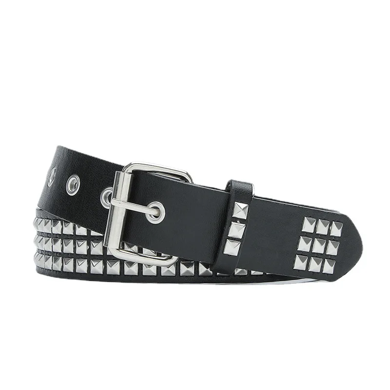 

Rivet Studded Punk Belt Double Grommet Belt Gothic Belt for Women Men Gift