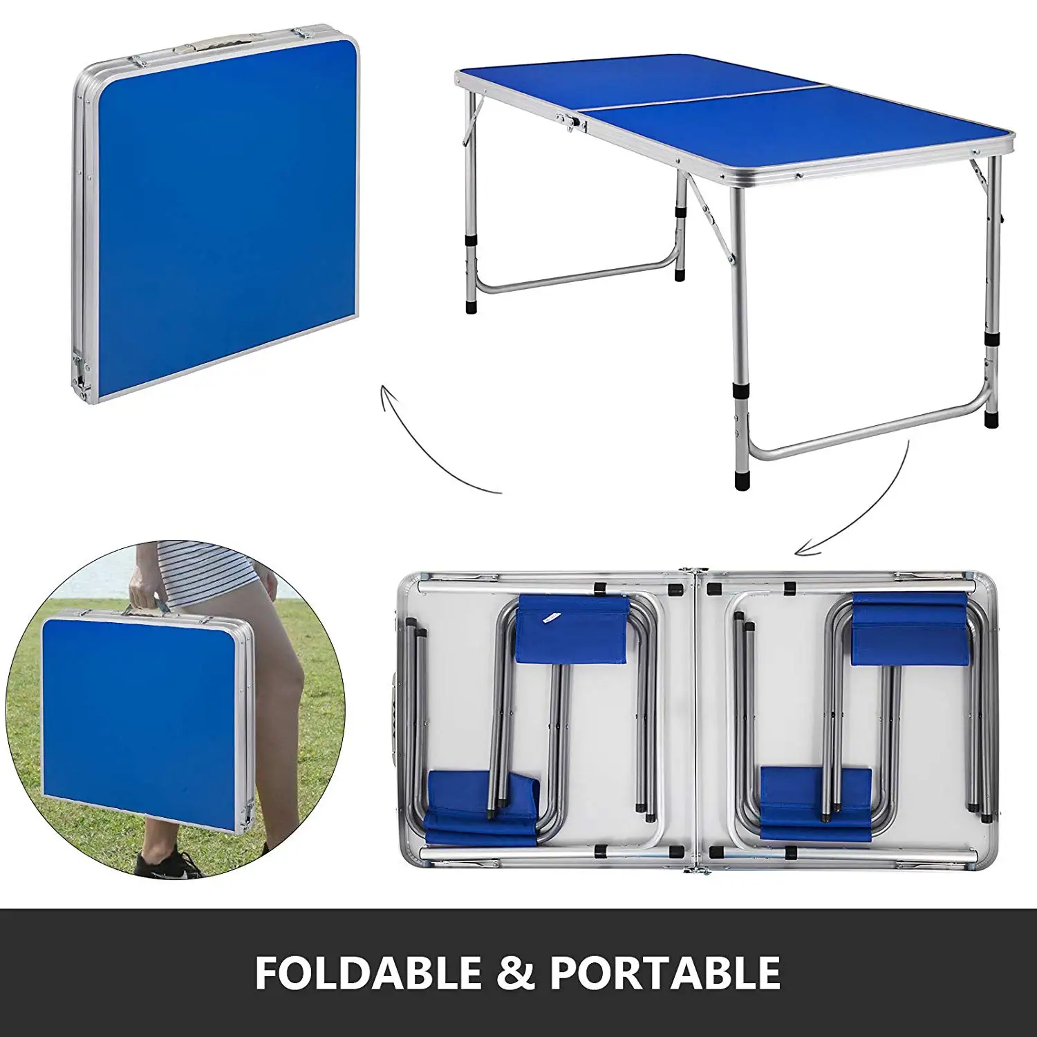 Aldi Folding Picnic Table With 4 Benches 4 Person Adjustable Height