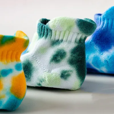 

sxx122 Tie-dye socks men's napped socks shallow mouth street fashion terry colored socks, As picture