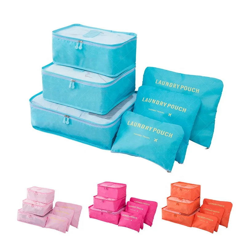 

Wholesale Travel Accessories Laundry Pouch Polyester Packing Cube Set Bag 6pcs Travel Packing Cubes, Customized color