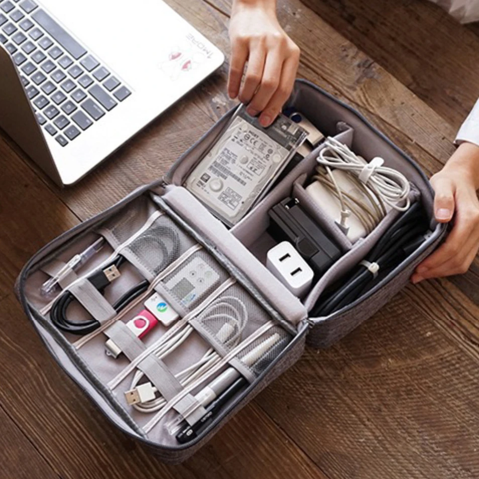

Multifunctional travel digital cable storage bag lightweight waterproof travel electronic accessories organizer pouch