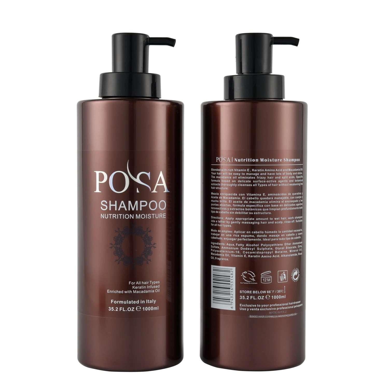 

POSA Best Moisturizing Smoothing Shampoo and Conditioner Private Label Argan Oil Free Hair Care OEM/ODM