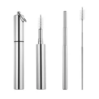 

Environmentally friendly metal retractable stainless steel telescopic straws with case drinking straw