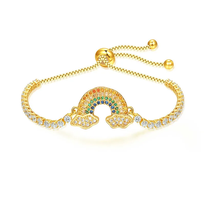 

LGBT Pride bracelet Charm wish Dainty gold CZ rainbow tennis bracelet