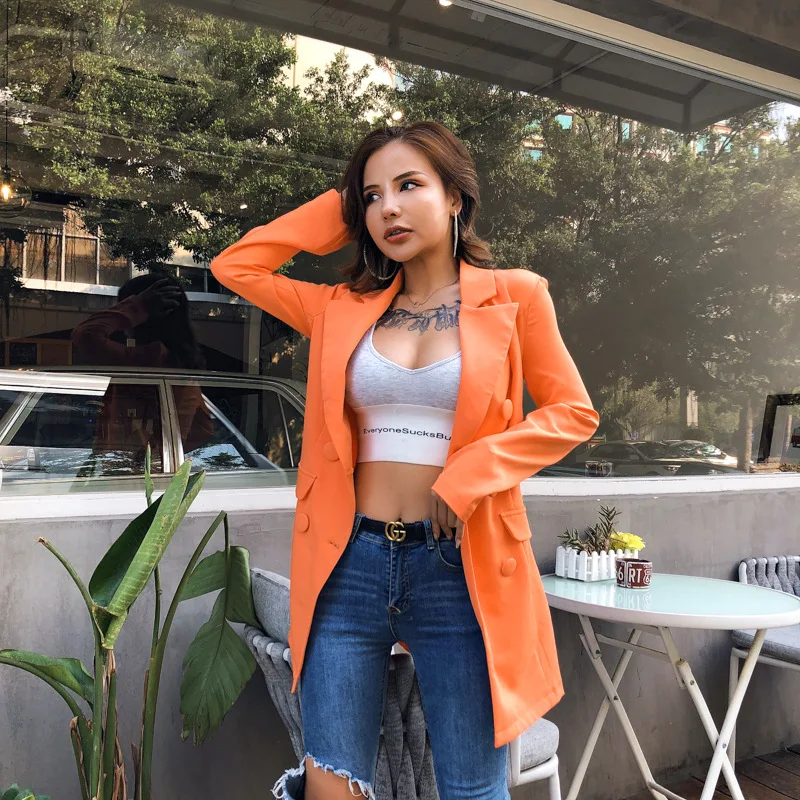 

Fall Clothes High Fashion Origin New Design Double Breasted Slim Fit Jacket Formal Office Women Business Wear Suits Coat Suit