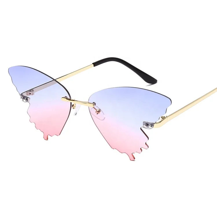 

New arrival latest fashion style women rimless butterfly sunglasses