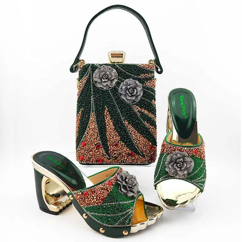 

AB8623 Fashion Women Shoes And Bag Set To Match 9cm High Quality For Party, Wine,purple, peach,gold,etc