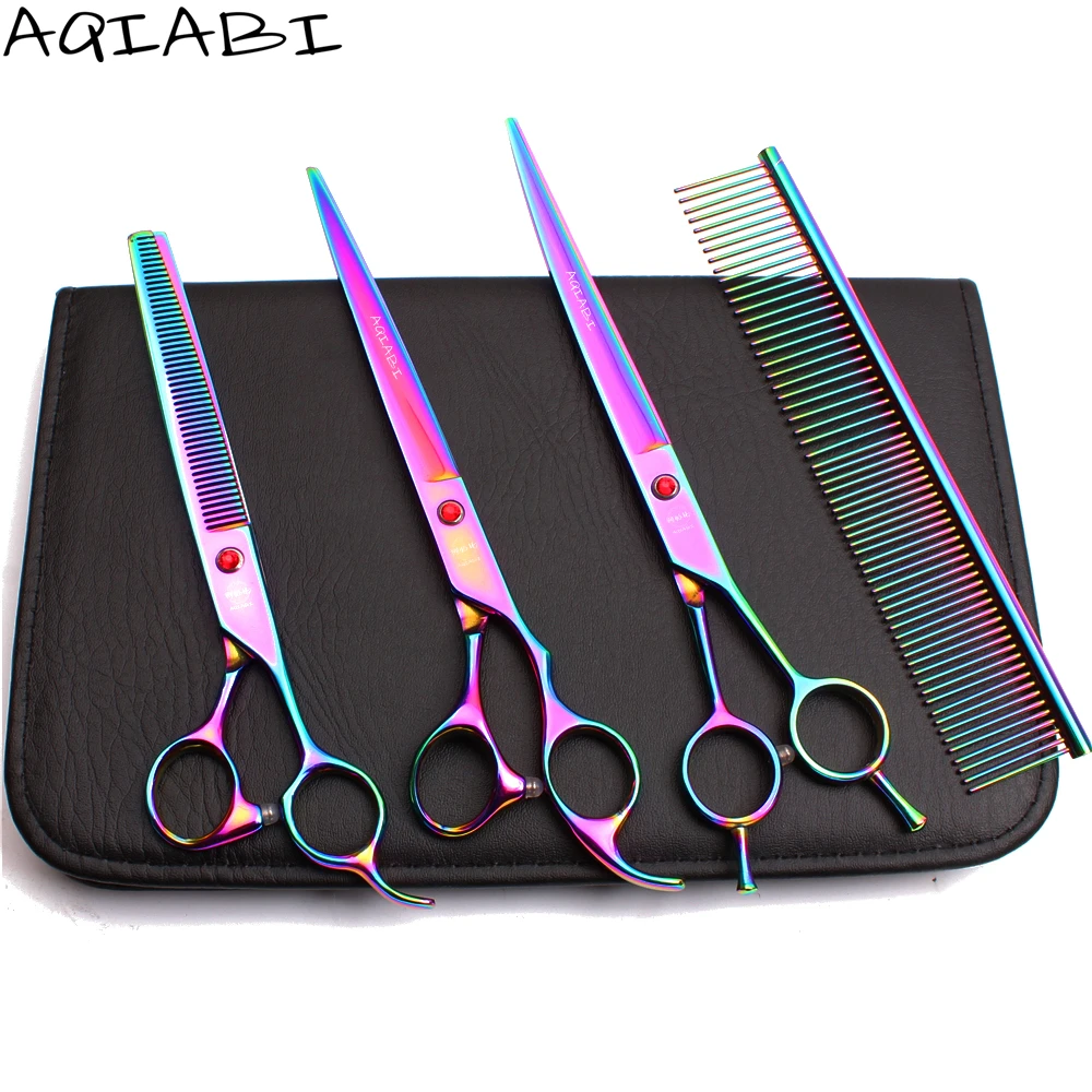 

Professional Pet Scissors 8" AQIABI JP Steel Dog Grooming Scissors Straight Scissors Thinning Shears Multi-color A3005