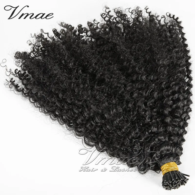 

VMAE Raw Remy 100g Strands Natural Color I Tip Kinky Curly Pre Bonded Stick I Tip Keratin Human Hair Extension