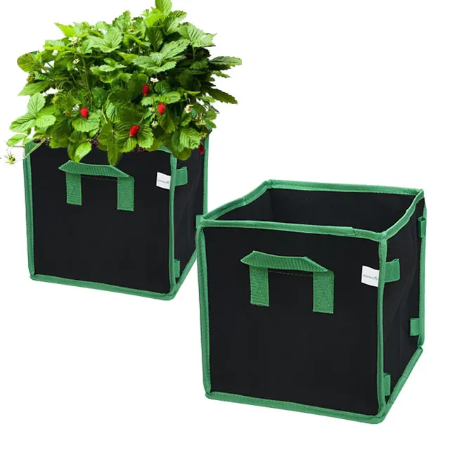 

square green edge recycled durable grow bags for plant