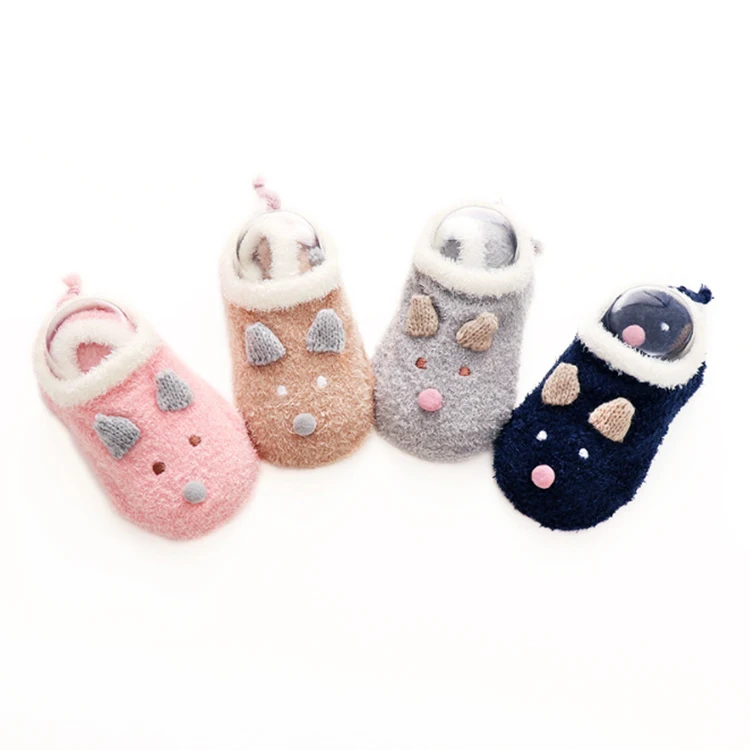 

Wholesale Soft 3D Animal Designs Kids Baby Slipper Socks Fuzzy Winter Newborn Baby Socks