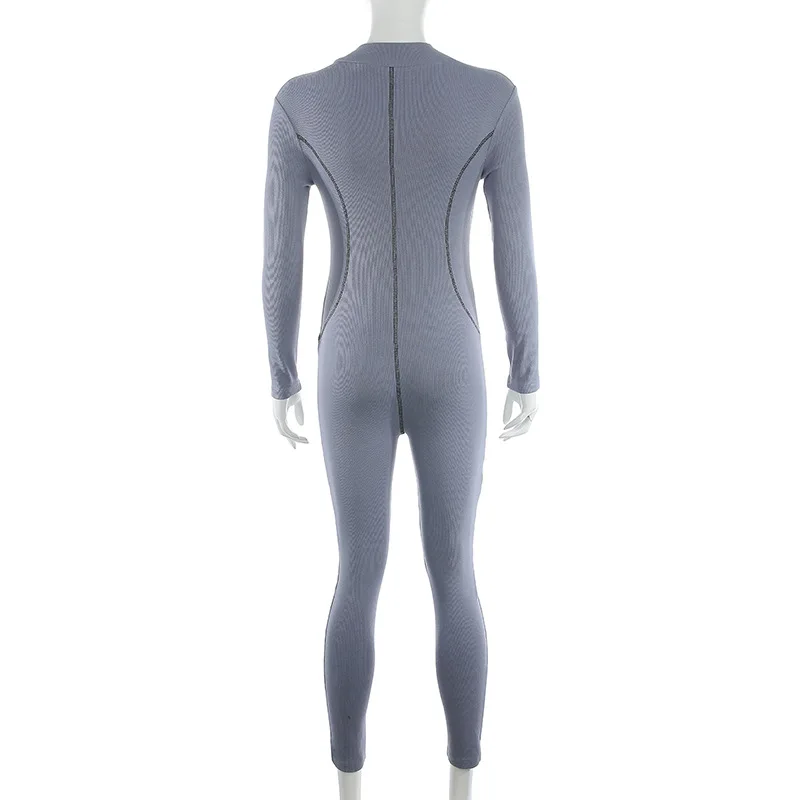 Fitness Sporty Active Wear Rompers Womens Jumpsuit Zipper Fashion