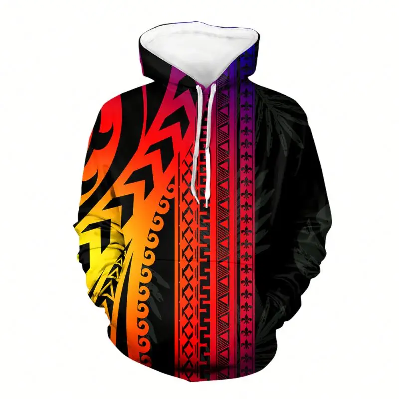 

Hawaiian Polynesian Tribal Samoan Islamic Men Clothing Hoodie Sweatshirt Soft Breathable Drawstring Pullover Hoodies Pockets, Customized color