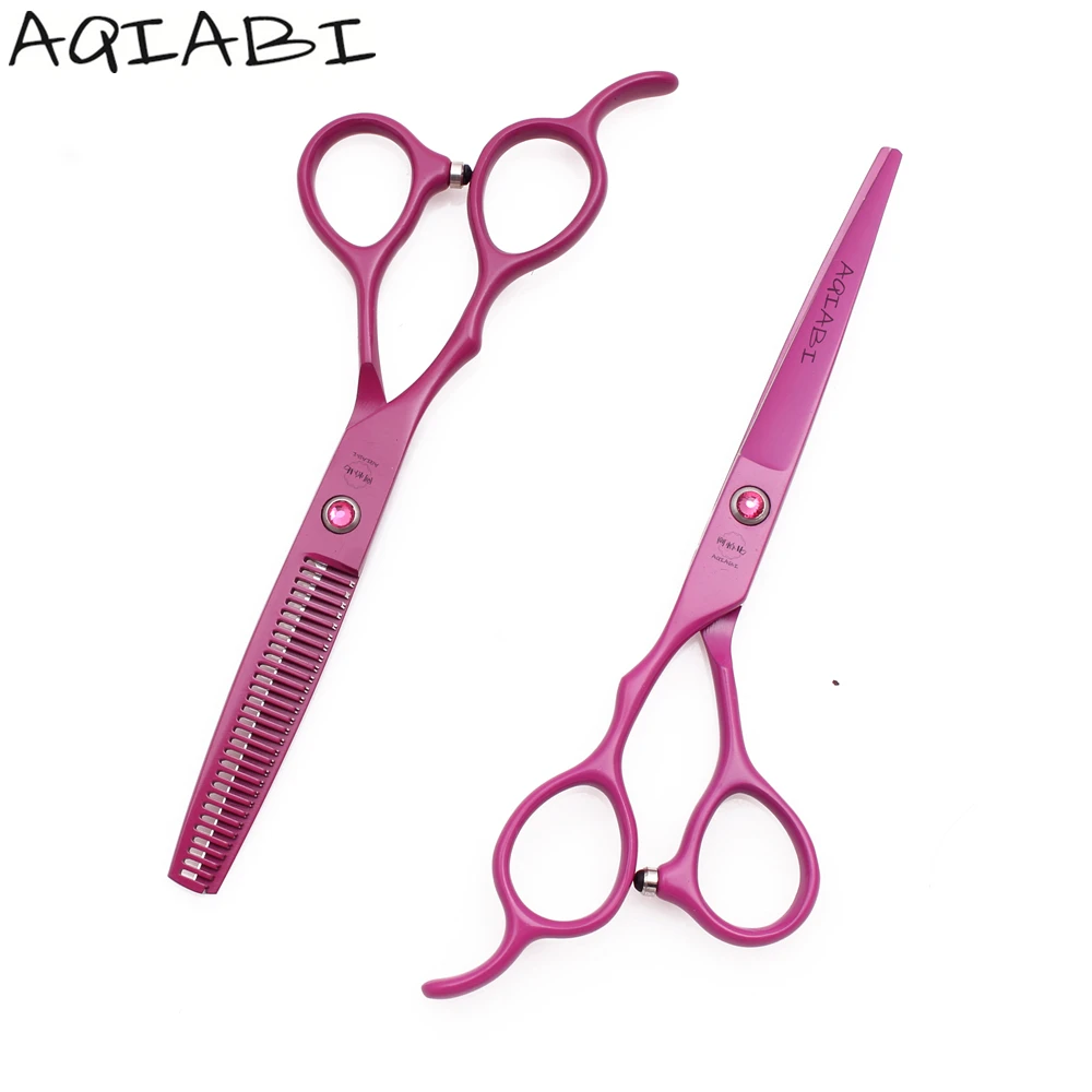 

Left-Hand Hair Cutting Shears 5.5'' 6" JP Steel Thinning Shears Hair Scissors Rose Red A8001