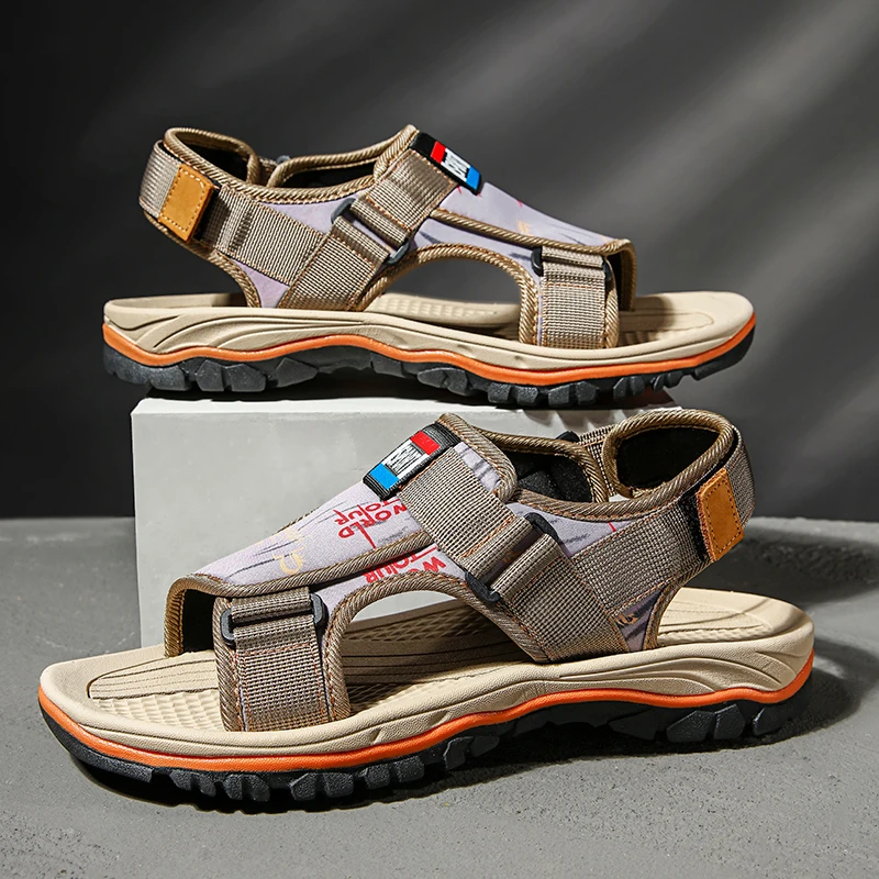 

Custom Men's Beach Slippers Casual Sneaker Sandals Summer Slides Sandalia Men Leather Sandals Outdoor Flip Flops For Men