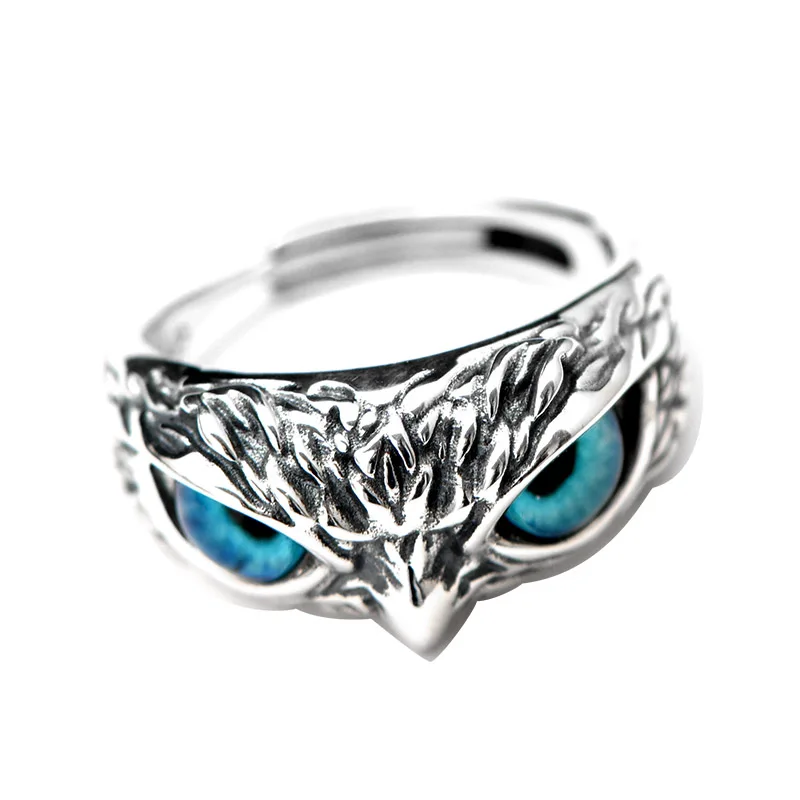 

Retro Cute Simple Design Owl Ring Multicolor Eyes Silver Color Men Women Engagement Wedding Rings Jewelry Gifts, Picture shows