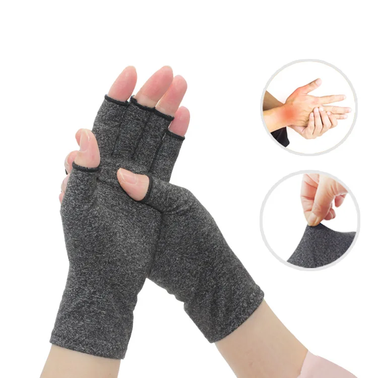 

Factory Direct High Quality Compression Palm Wrist Brace Tenosynovitis Glove Anti Arthritis Half Finger Gloves, Gray