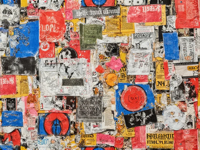 Colorful magazine collage art on canvas board