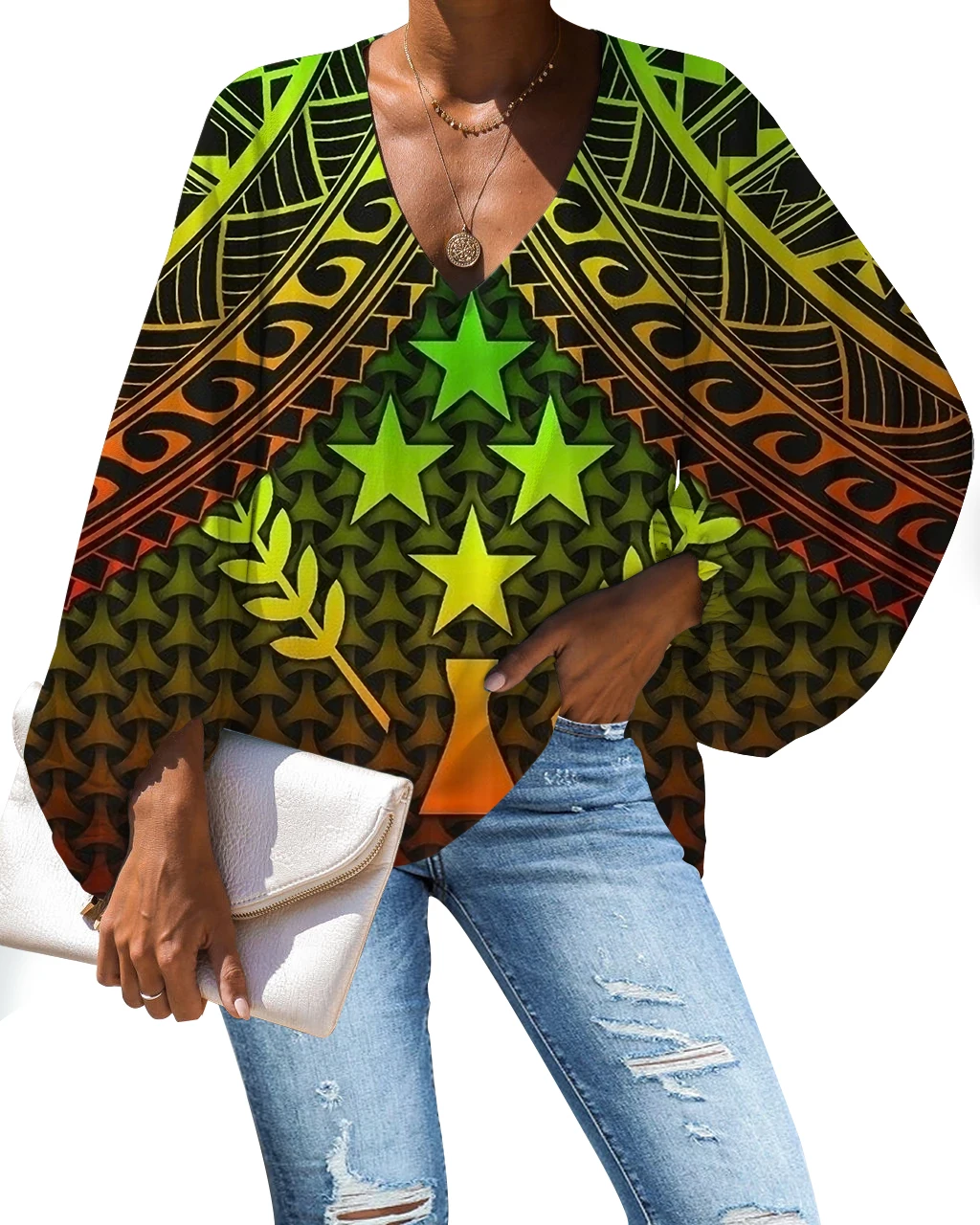

Small MOQ Customized Ladies Turban Printed Shirt Ethnic Style Tribal Ladies Shirt Special Fashion Top