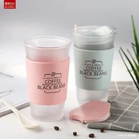 

Wholesale Customized Eco-Friendly 400ML Heatproof Drinking Glass Coffee Cup Glass Mug With Spoon 3146JP