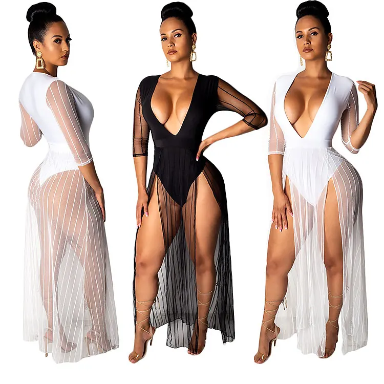 

Hot beach side high split maix women spliced dress sexy chic party outfits