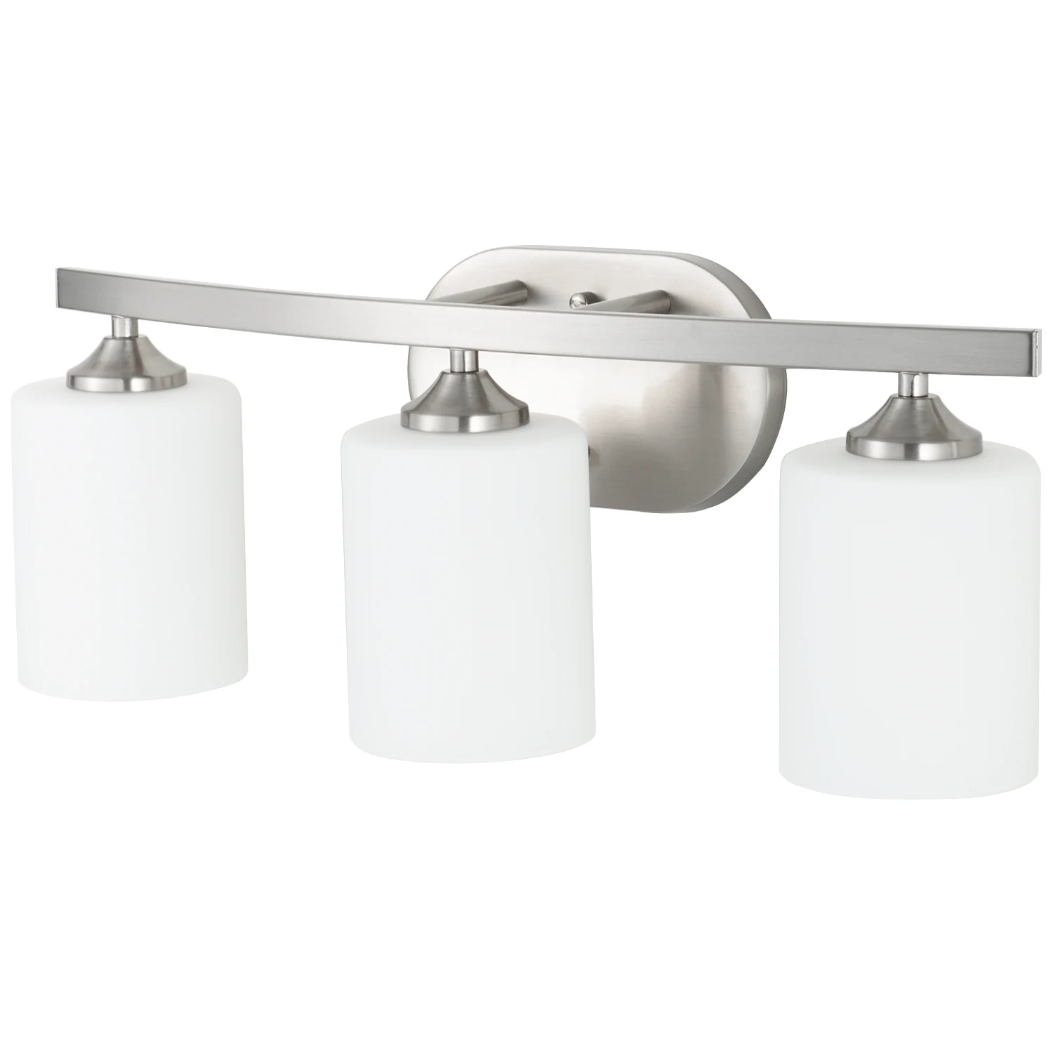 

Delity Bathroom Lighting Fixtures Over Mirror Bath Vanity Lights in Brushed Nickel with White Glass Shades