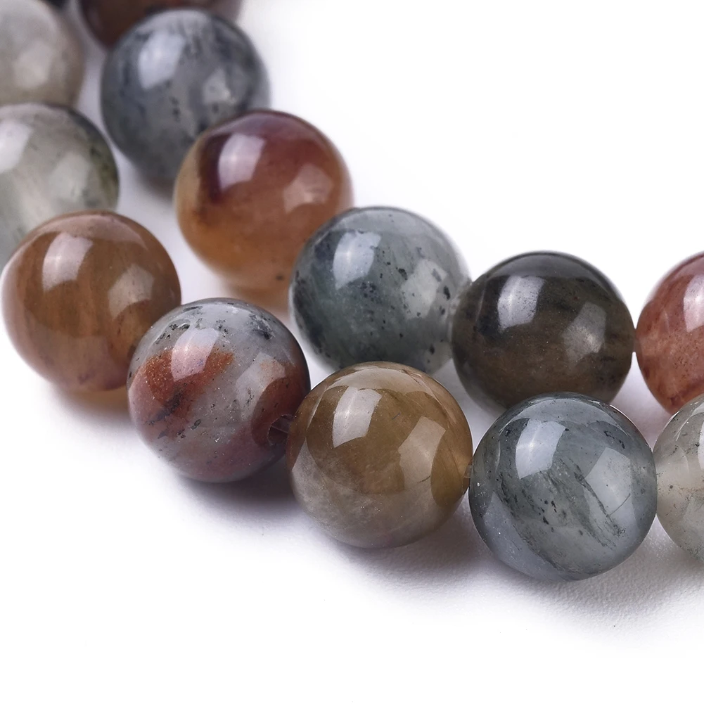 

PandaHall 8mm Round Natural Green Lodolite Quartz Beads