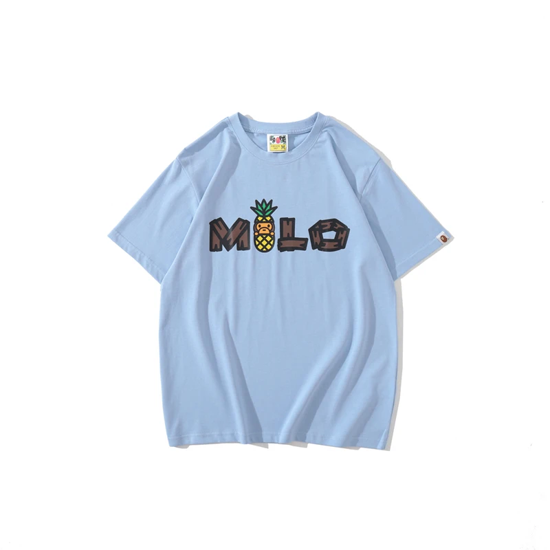 

High quality Bape pineapple little monkey printing couple 100% cotton loose T-shirt wholesale custom