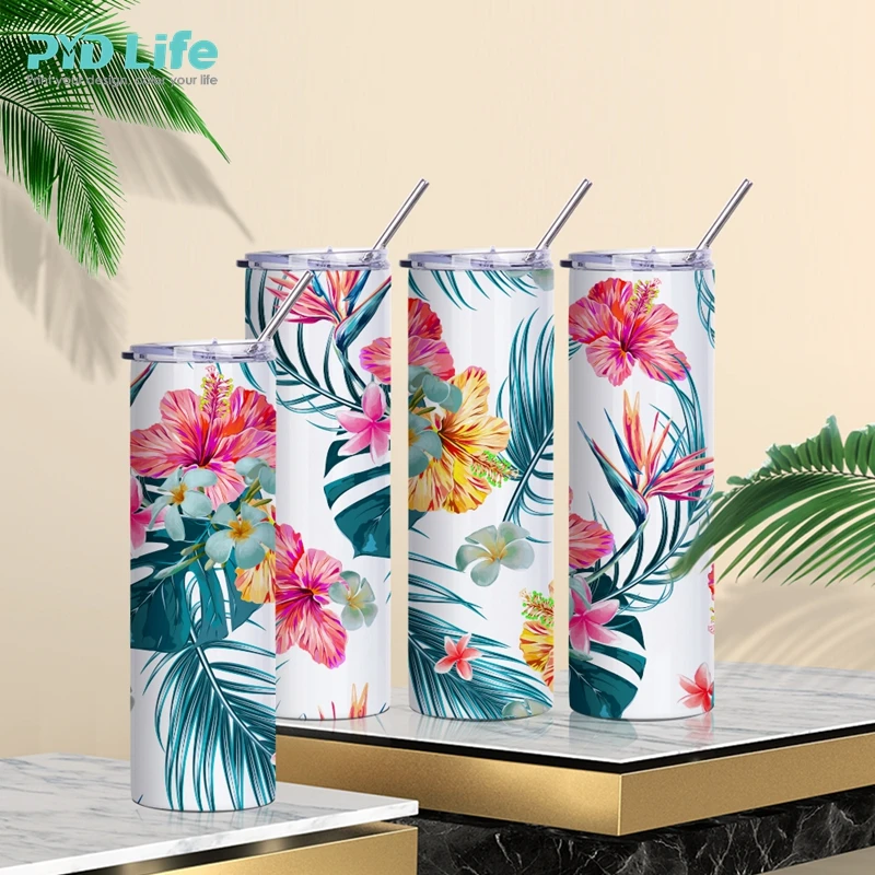 

PYD Life RTS1 Free Shipping DDP 300 PCS Stainless Steel Tumbler Cups 20 oz Sublimation Blank Tumbler Straight, White