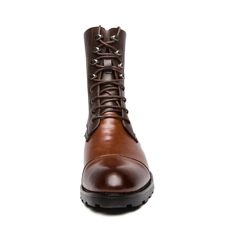 

2021 Street Long Dressing Boots Genuine Leather Made Brown Color Flat Sole Men Fancy long Boots Mens Shoes