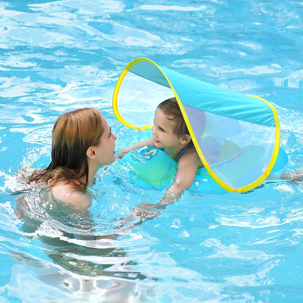 

Factory Wholesale Inflatable Swimming Baby Pool Float with Canopy Kids Swim Trainer Baby Float Ring Swimming Rider for Sale, Picture or customized
