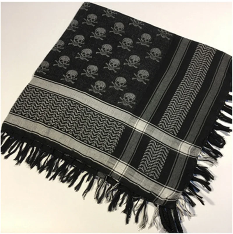 

Arab scarves Windproof Skulls Shemagh Muslim Hijab Tactical Desert 100%Cotton Multifunction Scarf