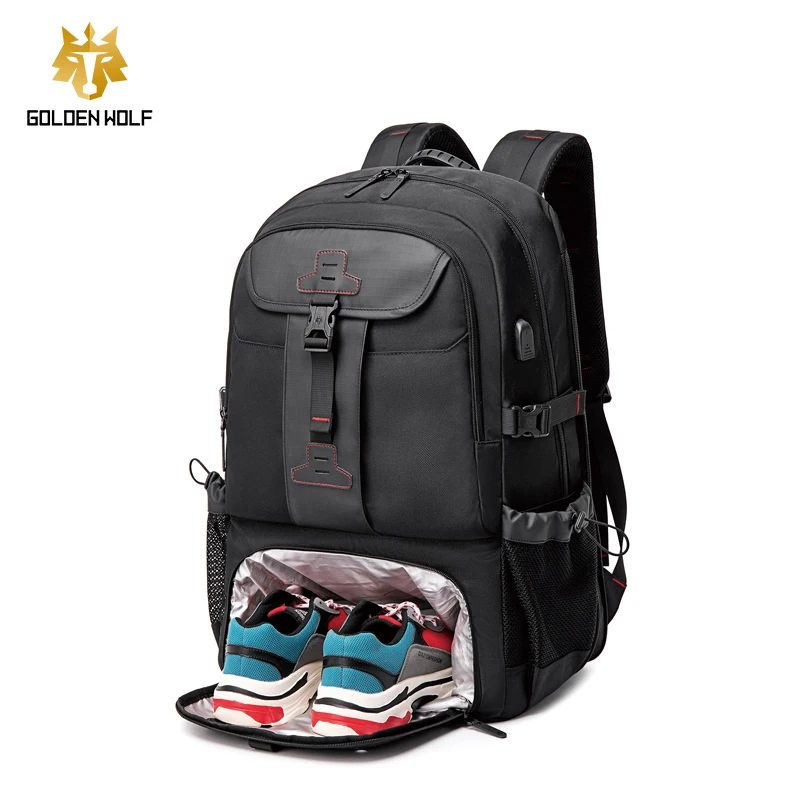 

2021 Custom 50L Hiking Climbing Waterproof Mens Anti Theft Back Packs With Shoe Compatment Travel Outdoor Laptop Backpack Bag, Black