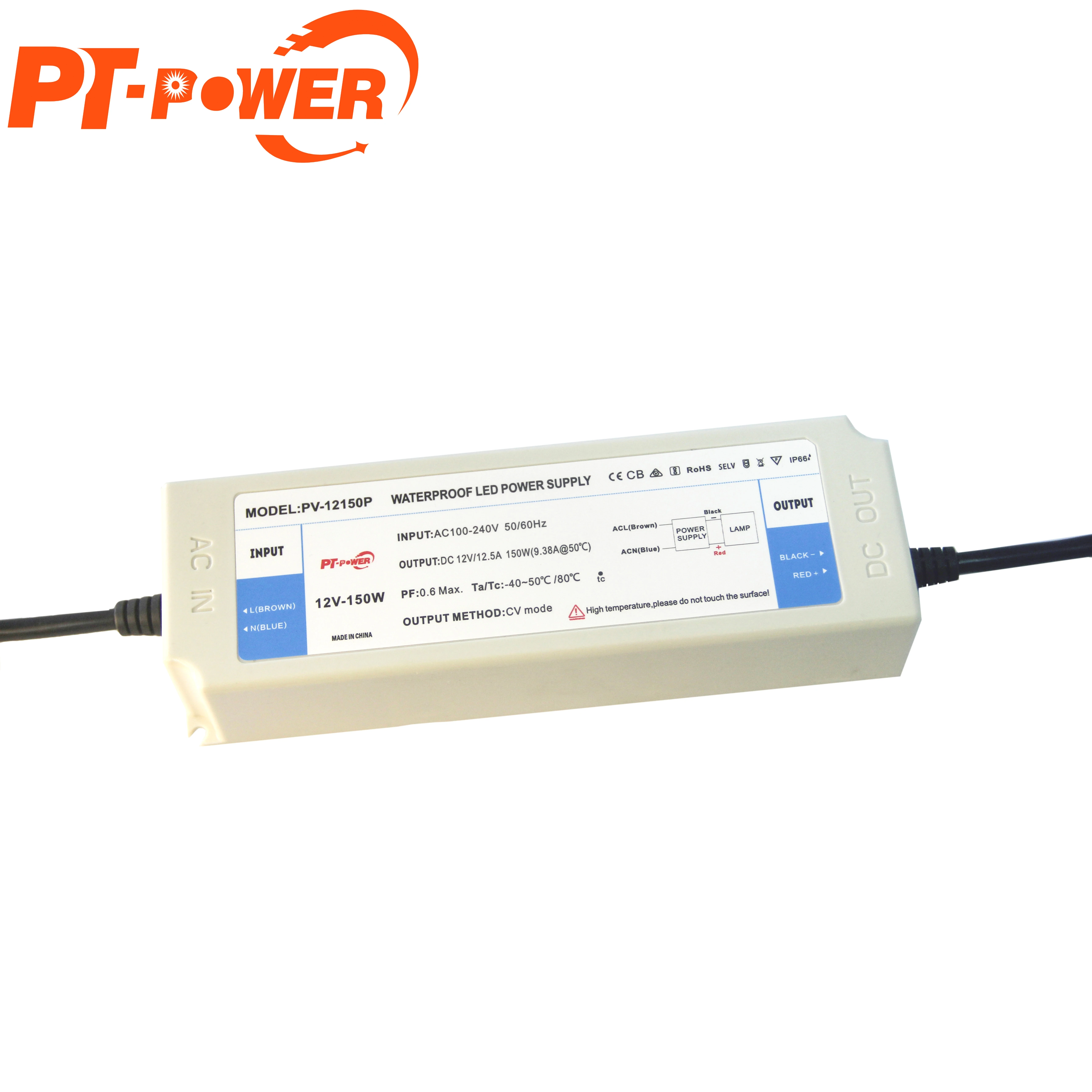 

Wholesalers 12VDC 150W Waterproof LED Power Supply for household and commercial Lighting, Silver