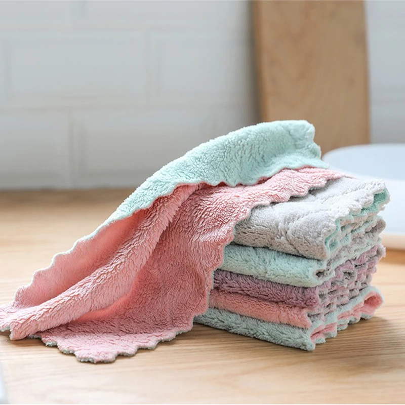 

Super Absorbent Kitchen Towel Soft Microfiber Cleaning Cloths Non-stick Oil Dish Cloth Rags For Kitchen Household Dish Towels, As pictures