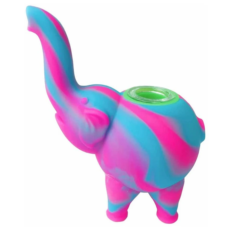 

Elephant Silicone Hand Art Piece Smoking Pipe Glass Bowl Durable Tobacco Weed Pipes, Any color on pantone