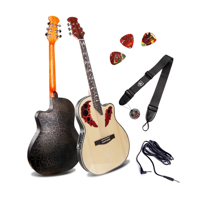

Wholesale Ovation round back Electric Acoustic Guitar with 4-band pickup 41Inch Semi acoustic guitar, 4 colors