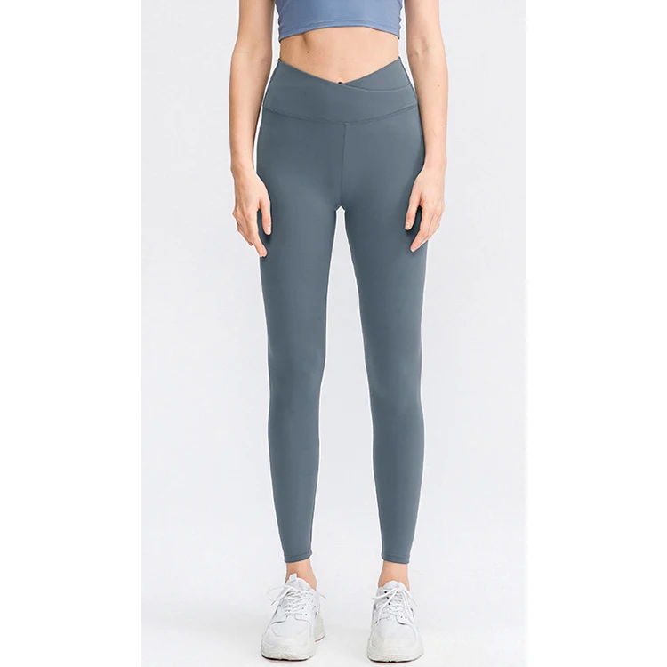 

High Waist Cross-Waist Slimming Running Fitness Women's Sport Cross Over Band Flared 2021 Nylon Yoga Pants Sexy Tight Leggings, 4 colors