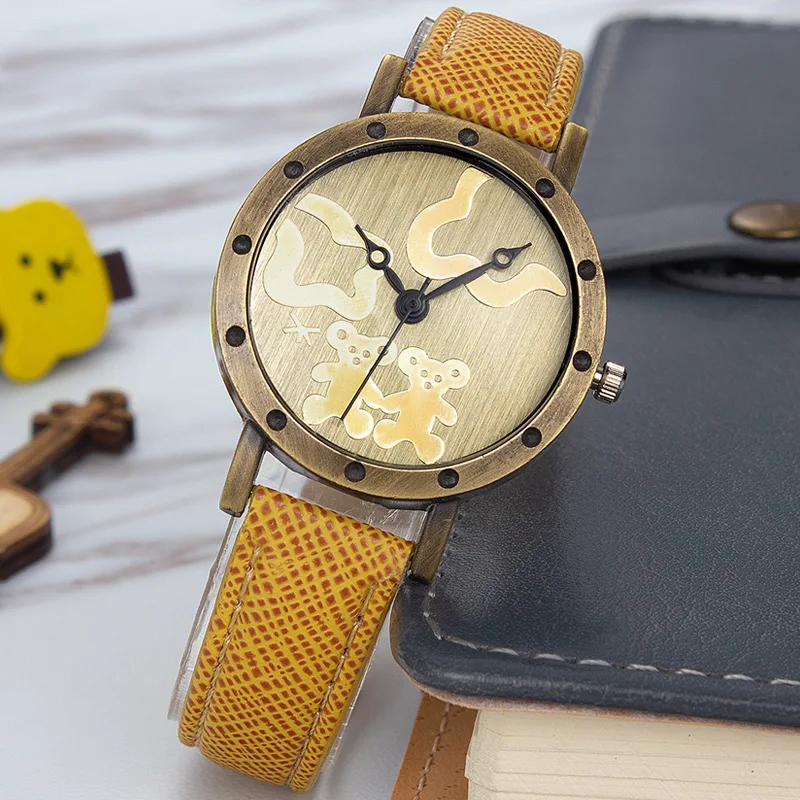 

Promotion Yazole M 258 Lady Women Vintage Classic Hot Selling Bronze Color Wristwatch Cheap Watches, Red,yellow,brown strap