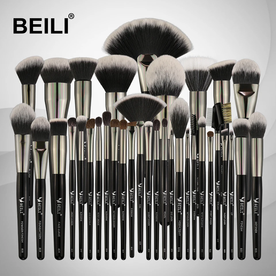 

BEILI Amazon popular top sale black Makeup brush set LOW MOQ Fast shipping luxury beauty makeup kit brush makeup set