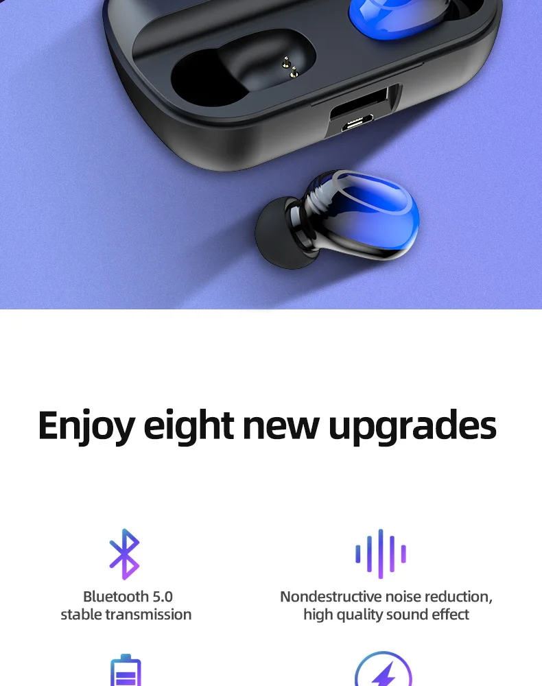 HBQ Q82 V5.0 Mini TWS Wireless Bluetooth Earphone 20H Play Time Wireless Headphones Bluetooth Headset With Mic for Phone - ANKUX.COM