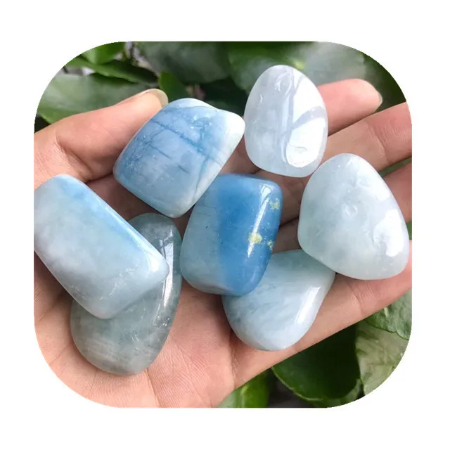 

Wholesale 20-40mm crystals healing stones bulk gemstone natural blue aqua aquamarine tumbled stone for sale