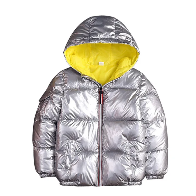 

Hot sale winter children clothes teenager cotton jacket boy girl coat thick warm hooded jacket sliver coat, As picture
