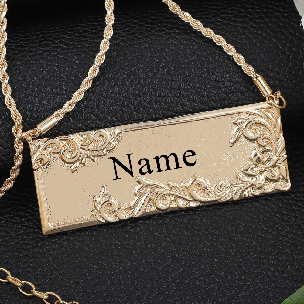 

Cring CoCo Personalized Name Necklace Custom Jewelry Gift New Haku Flower Hawaiian name plate necklace polinesian