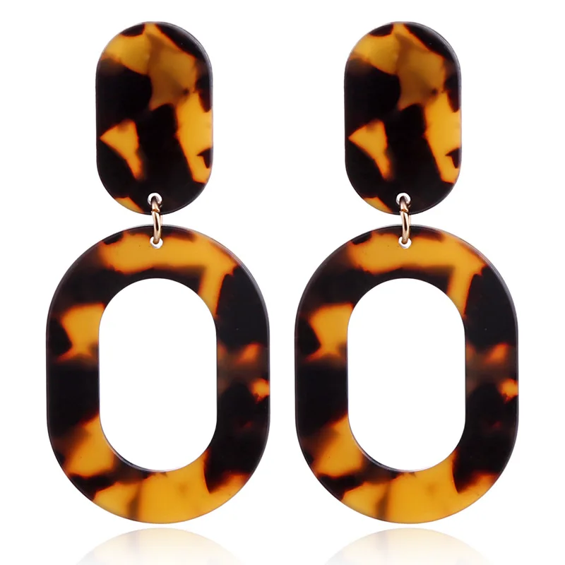 

Acrylic leopard print in various styles geometric pendant earrings