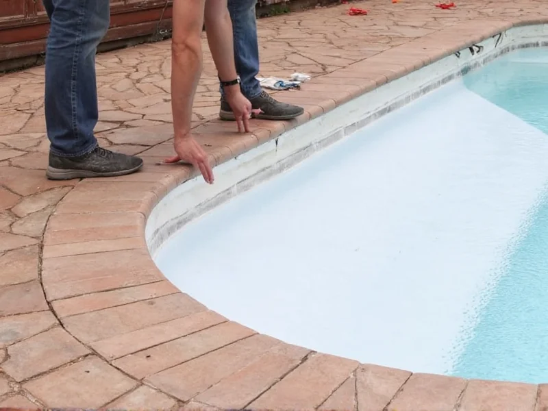 Hands smoothing vinyl liner in pool base
